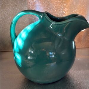 Vintage Homer Laughlin Harlequin Teal Ceramic Pitcher or Ball Jug